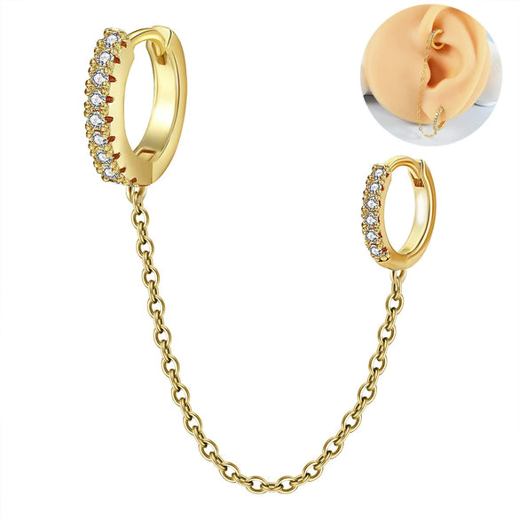 Stainless Steel Geometric Fashion Electroplated Hanging Earrings With White Zirconium Ear Buckle
