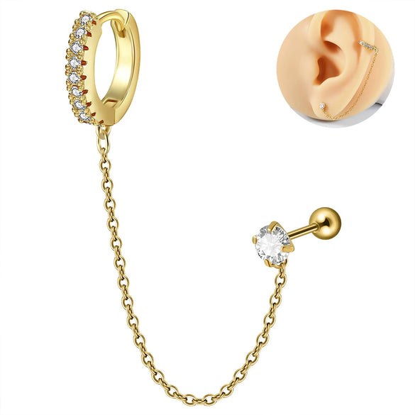 Stainless Steel Geometric Fashion Electroplated Hanging Earrings With White Zirconium Ear Buckle