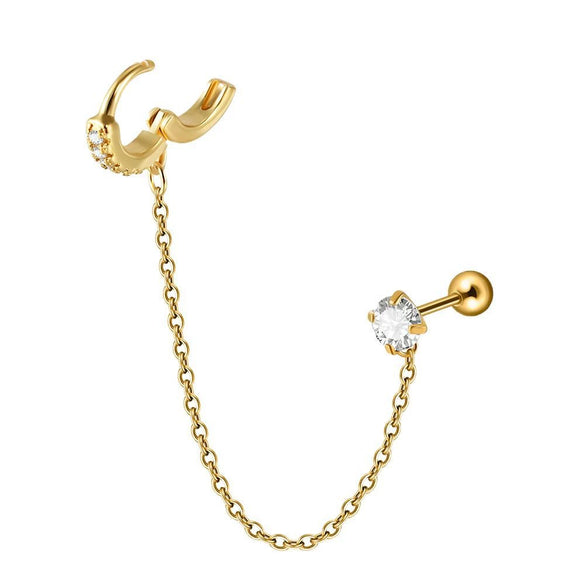 Stainless Steel Geometric Fashion Electroplated Hanging Earrings With White Zirconium Ear Buckle