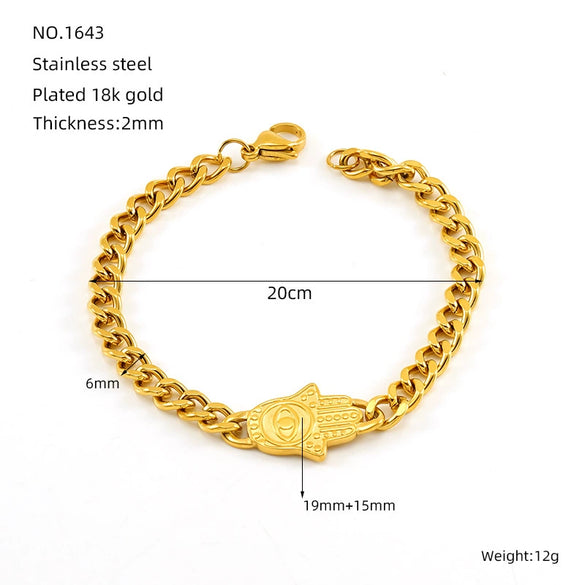 Stainless Steel Geometric Fashion Electroplated Women's Cuban Chain Bracelet