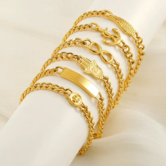 Stainless Steel Geometric Fashion Electroplated Women's Cuban Chain Bracelet