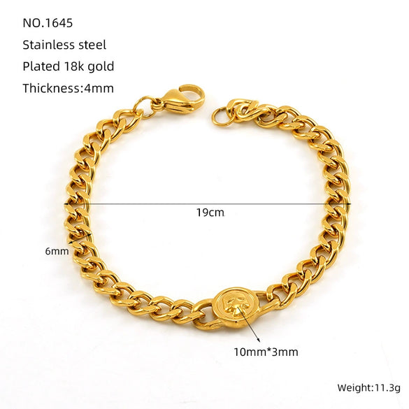 Stainless Steel Geometric Fashion Electroplated Women's Cuban Chain Bracelet