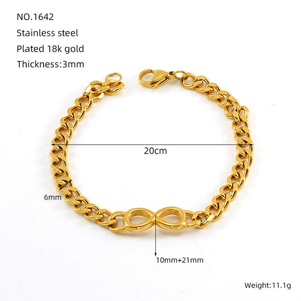 Stainless Steel Geometric Fashion Electroplated Women's Cuban Chain Bracelet