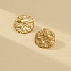Stainless Steel Geometric Fashion Exaggerated Electroplated Frosted Fold Texture Earrings For Women