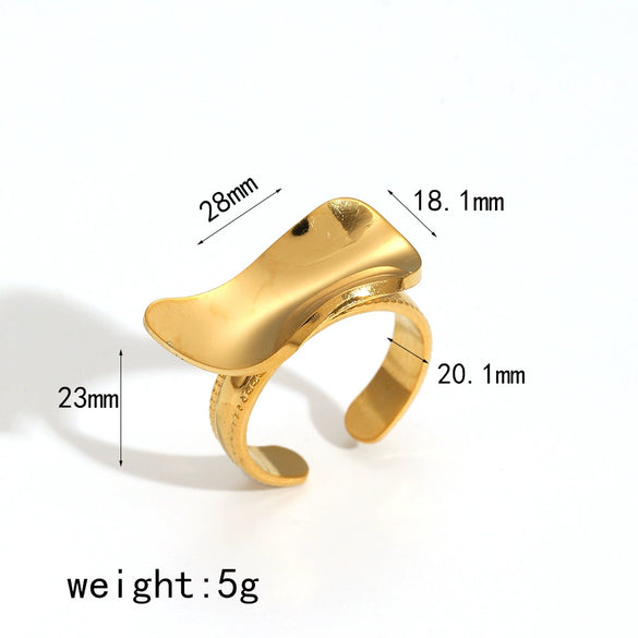Stainless Steel Geometric Fashion Jewelry Set For Women Ring Bracelet And Earrings With Electroplating