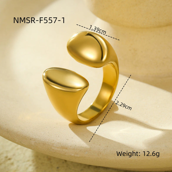 Stainless Steel Geometric Fashion Ring Furnace Electroplated