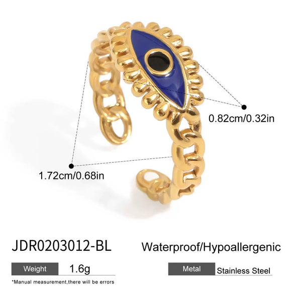 Stainless Steel Geometric Female Ring With Devil's Eye Design And Electroplating