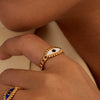 Stainless Steel Geometric Female Ring With Devil's Eye Design And Electroplating