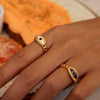 Stainless Steel Geometric Female Ring With Devil's Eye Design And Electroplating