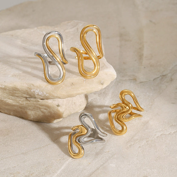Stainless Steel Geometric Female Ring With Electroplating Treatment