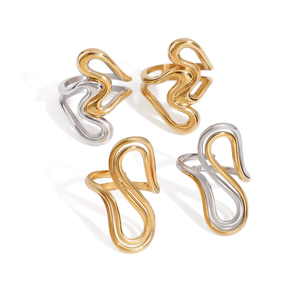 Stainless Steel Geometric Female Ring With Electroplating Treatment