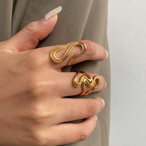 Stainless Steel Geometric Female Ring With Electroplating Treatment