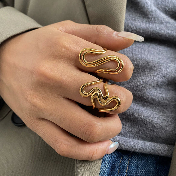 Stainless Steel Geometric Female Ring With Electroplating Treatment