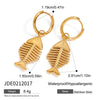 Stainless Steel Geometric Fishbone Pendant Earrings Jewelry With Electroplating And Original Design