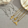 Stainless Steel Geometric Fishtail Pendant Necklace Electroplated With 18K Gold For Women