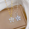Stainless Steel Geometric Fivepetal Flower Pendant Necklace Unisex Luxury Elegant Gorgeous Cartoon Minimalist