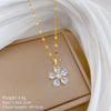 Stainless Steel Geometric Fivepetal Flower Pendant Necklace Unisex Luxury Elegant Gorgeous Cartoon Minimalist