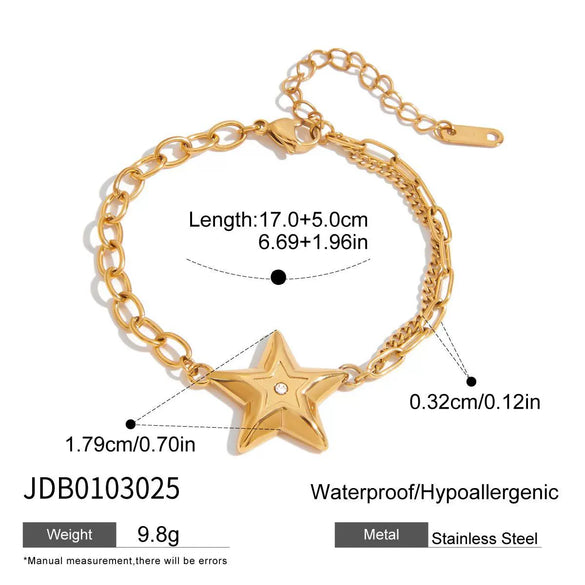 Stainless Steel Geometric Fivepointed Star Electroplated Women's Bracelet Jewelry