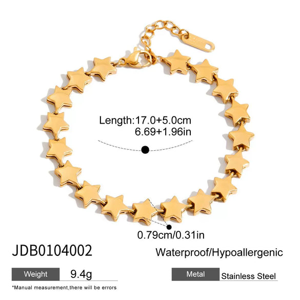 Stainless Steel Geometric Fivepointed Star Electroplated Women's Bracelet Jewelry