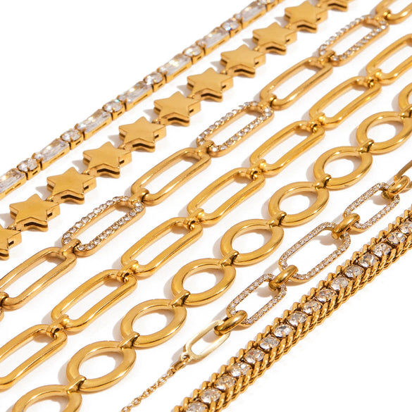 Stainless Steel Geometric Fivepointed Star Electroplated Women's Bracelet Jewelry