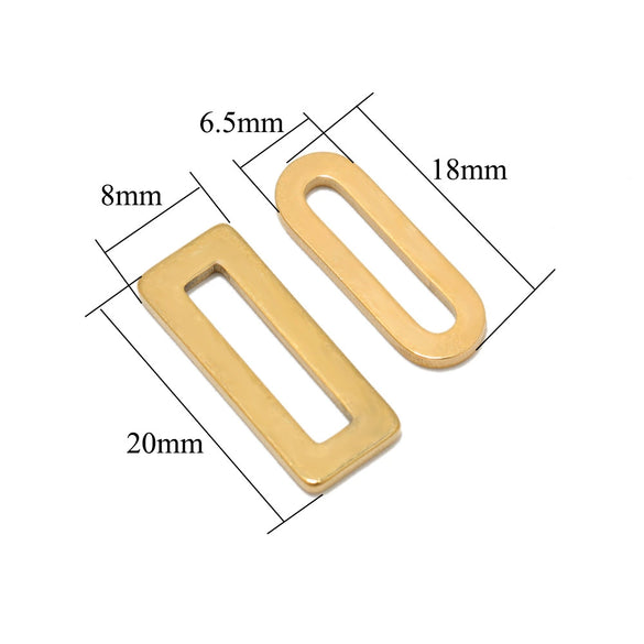 Stainless Steel Geometric Flattened Oval Rectangular Pendants Diy Bracelet Necklace Accessories Electroplated