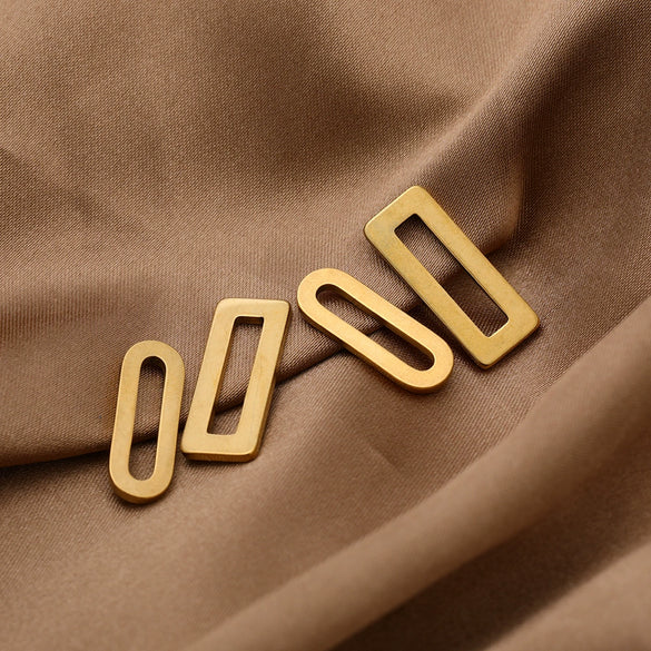 Stainless Steel Geometric Flattened Oval Rectangular Pendants Diy Bracelet Necklace Accessories Electroplated