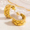 Stainless Steel Geometric Flower Asymmetrical Earrings For Women Gold Plated Light Luxury Minimalist Style