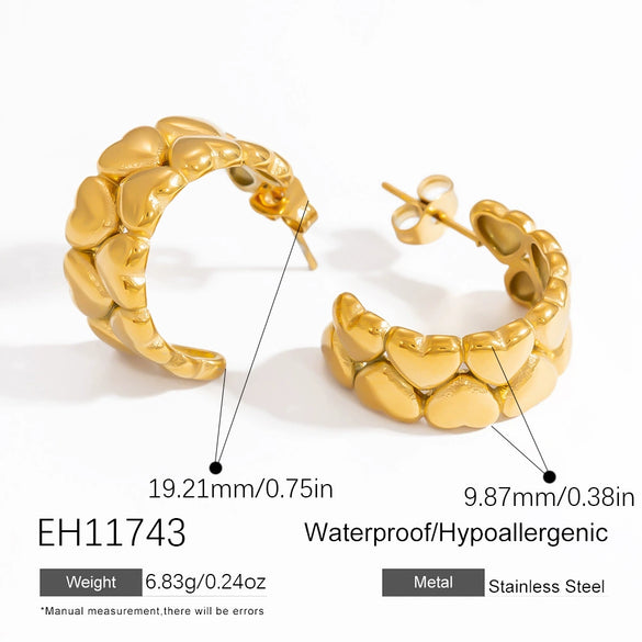 Stainless Steel Geometric Flower Asymmetrical Earrings For Women Gold Plated Light Luxury Minimalist Style