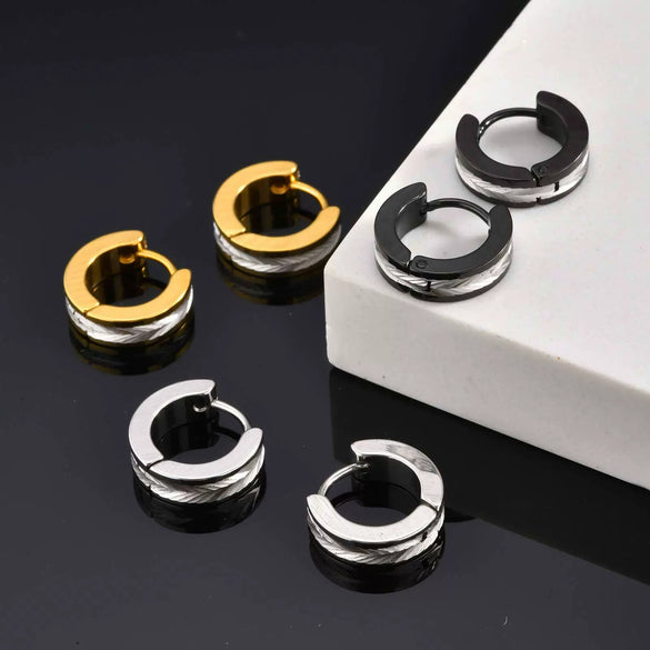 Stainless Steel Geometric Flower Earrings Electroplated Unisex Jewelry