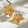 Stainless Steel Geometric Flower Ladies Earrings With Electroplating