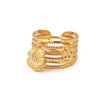 Stainless Steel Geometric Flower Ring Electroplated Jewelry For Women