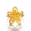 Stainless Steel Geometric Flower Ring For Ladies With Electroplating