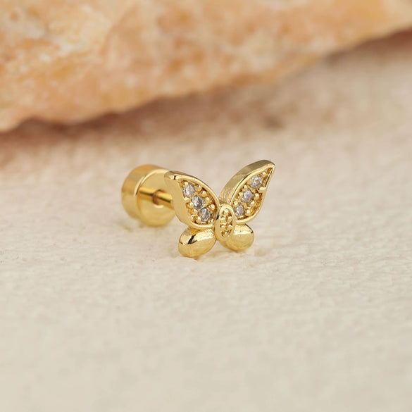 Stainless Steel Geometric Flower Women's Cartilage Piercing Earrings With Electroplating