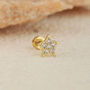 Stainless Steel Geometric Flower Women's Cartilage Piercing Earrings With Electroplating