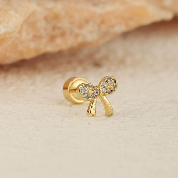 Stainless Steel Geometric Flower Women's Cartilage Piercing Earrings With Electroplating