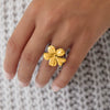 Stainless Steel Geometric Fourleaf Clover Electroplated Ring Jewelry For Women