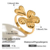 Stainless Steel Geometric Fourleaf Clover Electroplated Ring Jewelry For Women