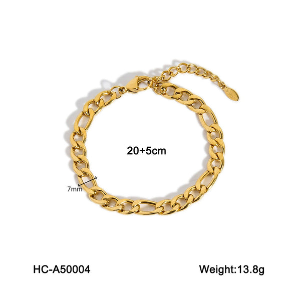 Stainless Steel Geometric Freshwater Pearl Pendant Figaro Chain Anklet Women's Jewelry