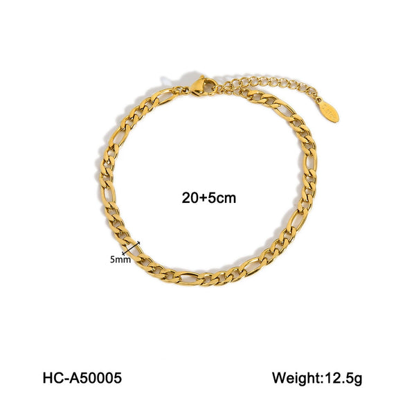 Stainless Steel Geometric Freshwater Pearl Pendant Figaro Chain Anklet Women's Jewelry