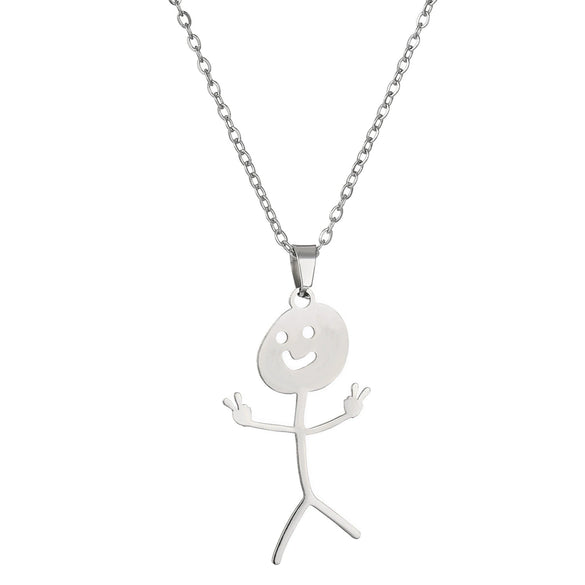 Stainless Steel Geometric Funny Doodle Unisex Necklace