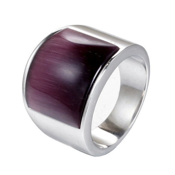 Stainless Steel Geometric Gem Ring Unisex Vacuum Plated Jewelry
