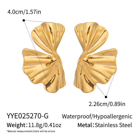 Stainless Steel Geometric Ginkgo Leaf Earrings Electroplated Casual Niche Fashion Jewelry