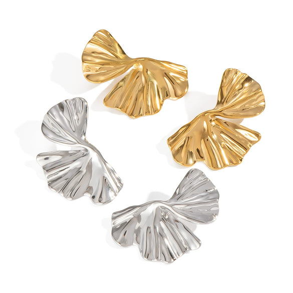 Stainless Steel Geometric Ginkgo Leaf Earrings Electroplated Casual Niche Fashion Jewelry