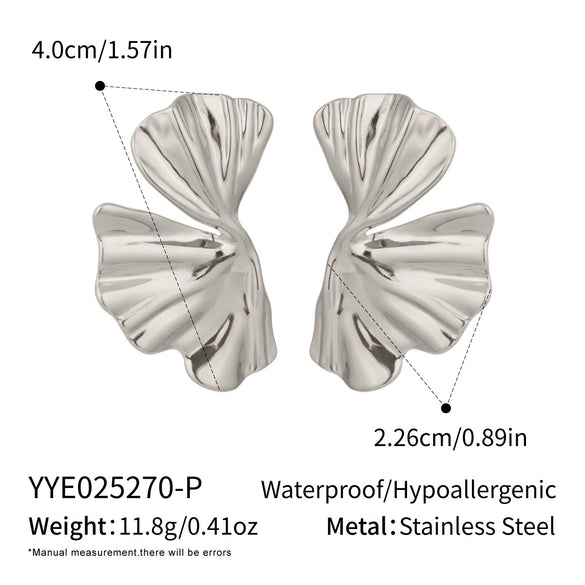 Stainless Steel Geometric Ginkgo Leaf Earrings Electroplated Casual Niche Fashion Jewelry