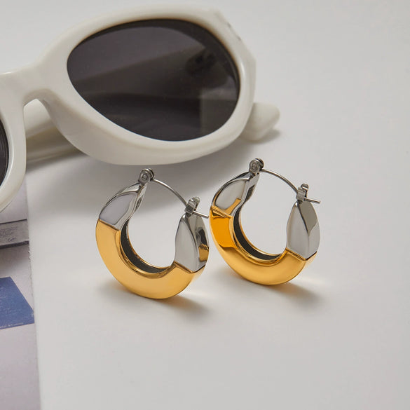 Stainless Steel Geometric Glossy Electroplated Earrings Classic Style