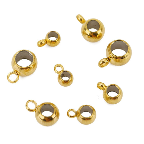 Stainless Steel Geometric Glossy Welding Ring Single Hole Beads 18K Vacuum Plated Pendant Accessories For Handmade Jewelry