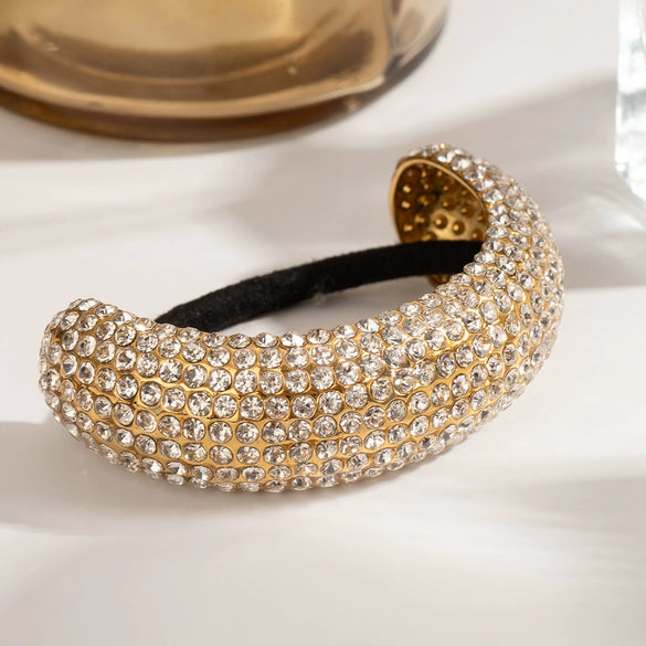 Stainless Steel Geometric Hair Ring Headwear With Diamondencrusted And Electroplating Treatment