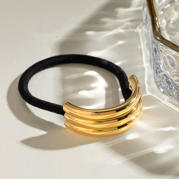 Stainless Steel Geometric Hair Rope And Hair Ring Hair Accessories With Electroplating Treatment