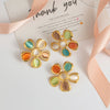 Stainless Steel Geometric Hammer Flower Ring With Electroplating For Women