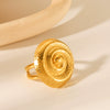 Stainless Steel Geometric Hammer Pattern Electroplating Spiral Opening Women's Ring
